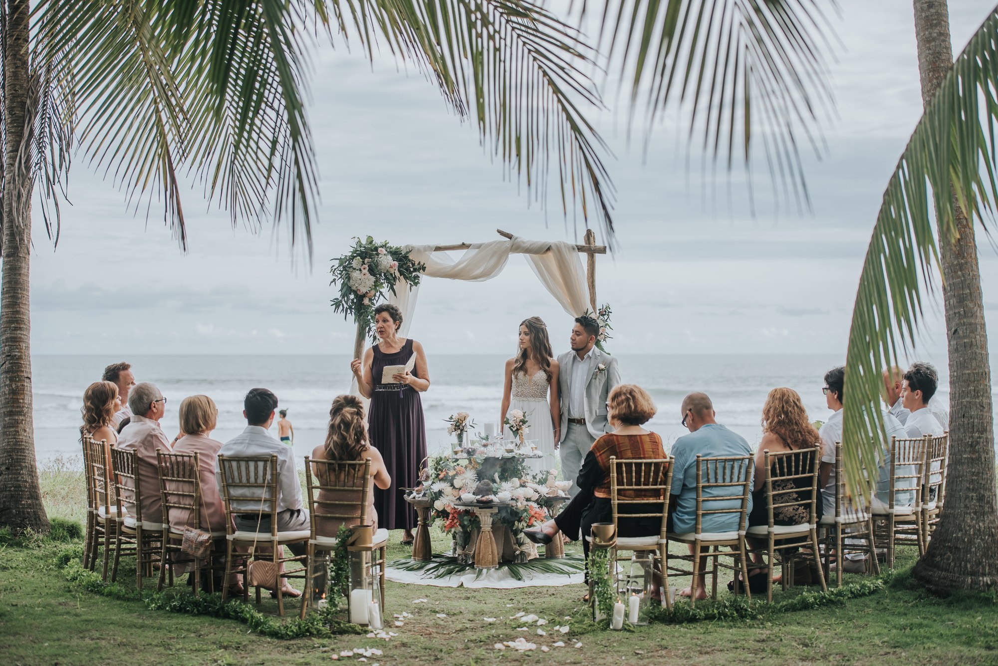 Wedding ceremony altar setup