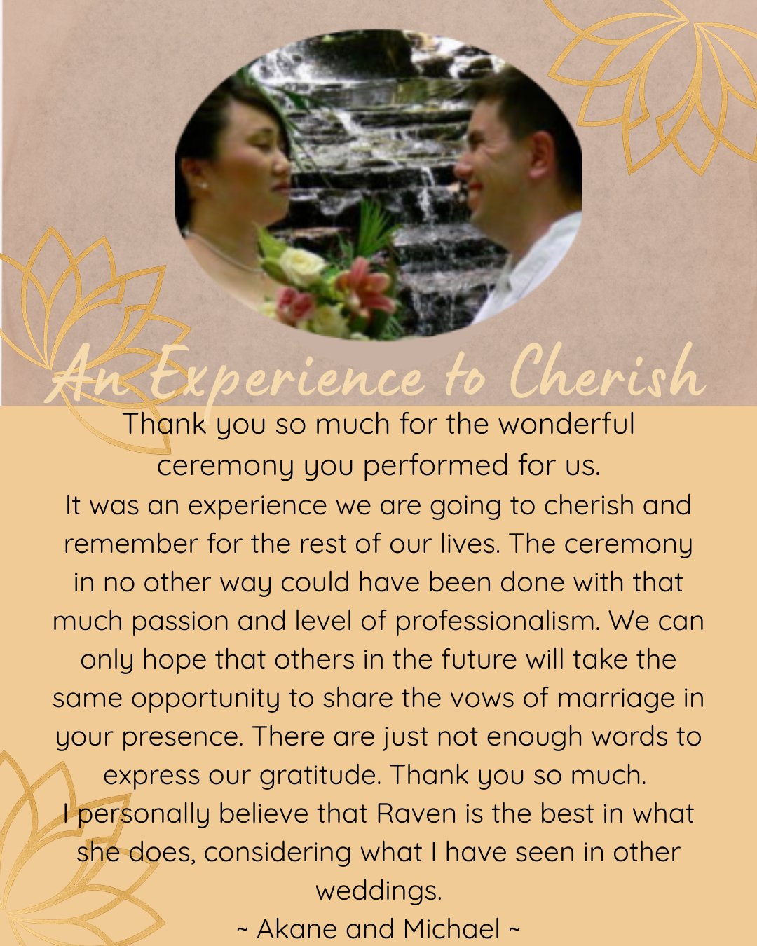 Testimonial from Akane and Michael