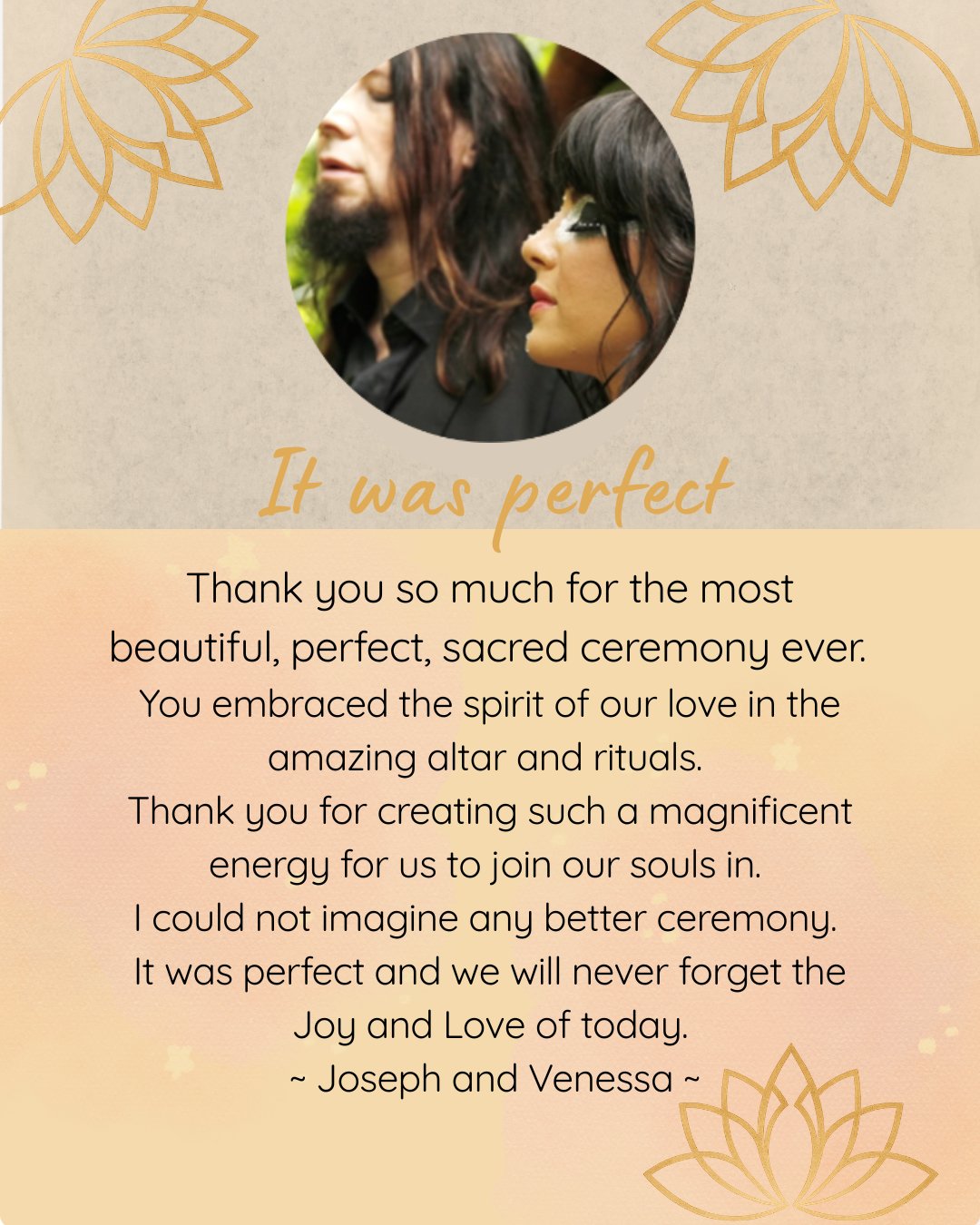 Testimonial from Joe and Venessa
